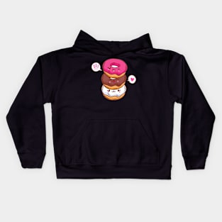 Group of three cute kawaii donuts. Kids Hoodie